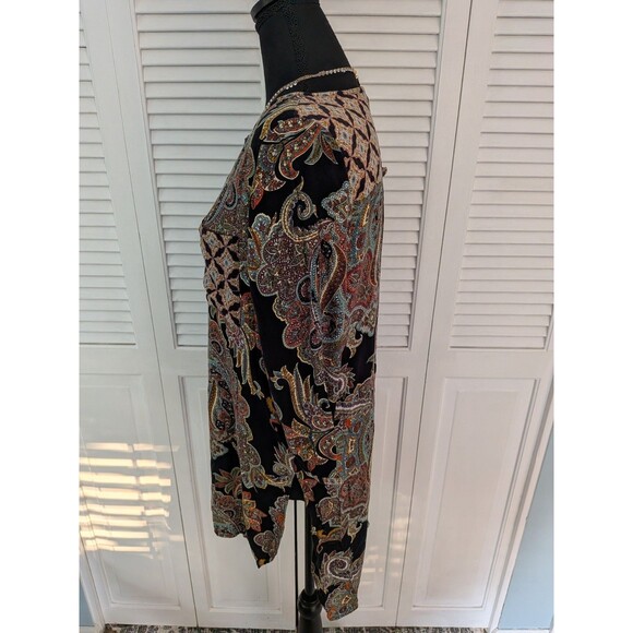 Anthropologie Fig & Flower Dress Womens S Dark Paisley Tunic Boho Hippie Comfy - Picture 8 of 13